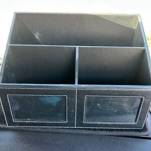 Black Leather Desk Organizer